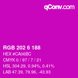 Color code: RGB 202 6 188 | qconv.com
