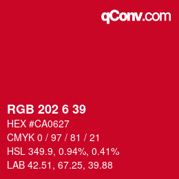 カラーコード: RGB 202 6 39 | qconv.com