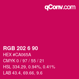 Color code: RGB 202 6 90 | qconv.com