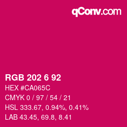 カラーコード: RGB 202 6 92 | qconv.com