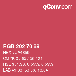 カラーコード: RGB 202 70 89 | qconv.com