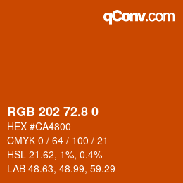 カラーコード: RGB 202 72.8 0 | qconv.com