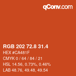 カラーコード: RGB 202 72.8 31.4 | qconv.com