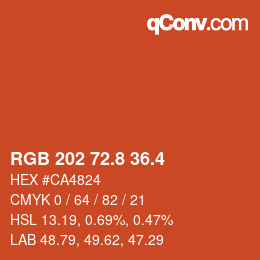 カラーコード: RGB 202 72.8 36.4 | qconv.com