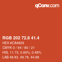 カラーコード: RGB 202 72.8 41.4 | qconv.com