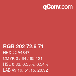 カラーコード: RGB 202 72.8 71 | qconv.com