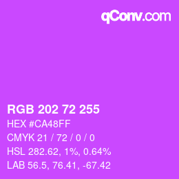 颜色代码: RGB 202 72 255 | qconv.com