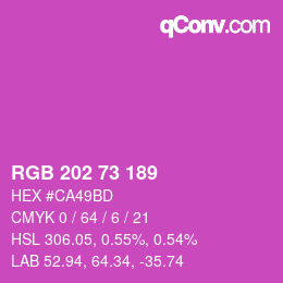 カラーコード: RGB 202 73 189 | qconv.com