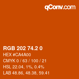 カラーコード: RGB 202 74.2 0 | qconv.com