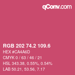 カラーコード: RGB 202 74.2 109.6 | qconv.com