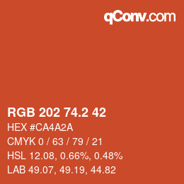 カラーコード: RGB 202 74.2 42 | qconv.com