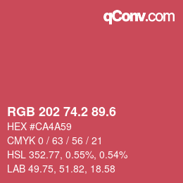 カラーコード: RGB 202 74.2 89.6 | qconv.com