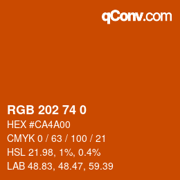 Color code: RGB 202 74 0 | qconv.com