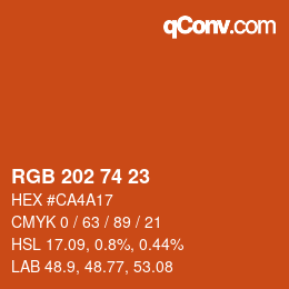 カラーコード: RGB 202 74 23 | qconv.com