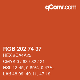 Color code: RGB 202 74 37 | qconv.com