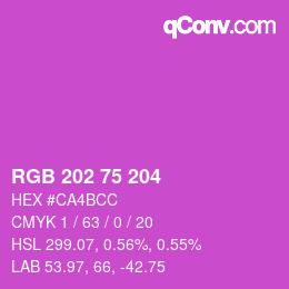 カラーコード: RGB 202 75 204 | qconv.com