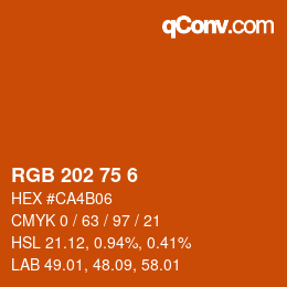 カラーコード: RGB 202 75 6 | qconv.com