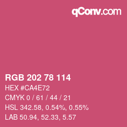 カラーコード: RGB 202 78 114 | qconv.com