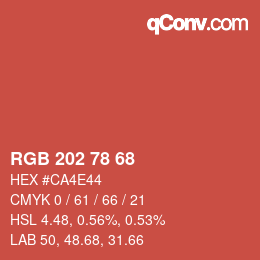 カラーコード: RGB 202 78 68 | qconv.com