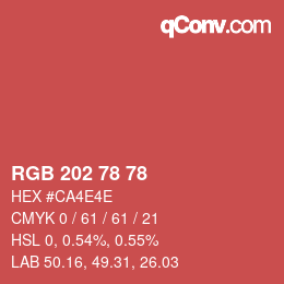 カラーコード: RGB 202 78 78 | qconv.com