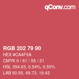 カラーコード: RGB 202 79 90 | qconv.com