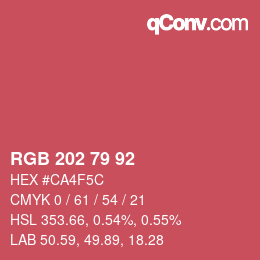 颜色代码: RGB 202 79 92 | qconv.com