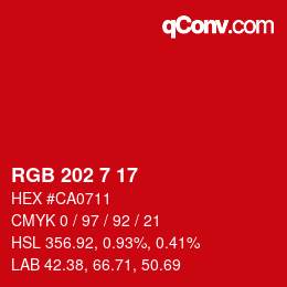 Color code: RGB 202 7 17 | qconv.com