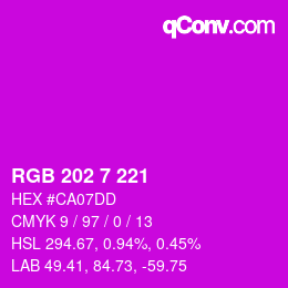 カラーコード: RGB 202 7 221 | qconv.com