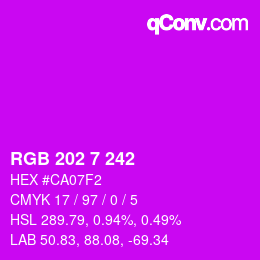 カラーコード: RGB 202 7 242 | qconv.com