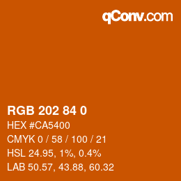 Farbcode: RGB 202 84 0 | qconv.com