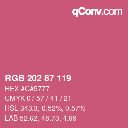 Color code: RGB 202 87 119 | qconv.com