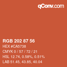 カラーコード: RGB 202 87 56 | qconv.com