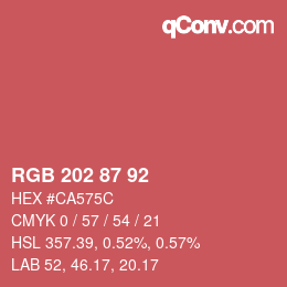 Color code: RGB 202 87 92 | qconv.com