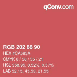 Color code: RGB 202 88 90 | qconv.com