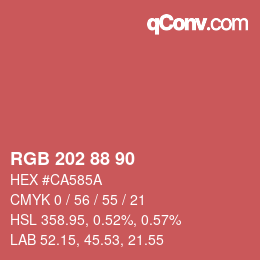 Color code: RGB 202 88 90 | qconv.com