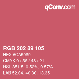 カラーコード: RGB 202 89 105 | qconv.com