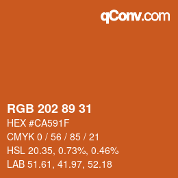 カラーコード: RGB 202 89 31 | qconv.com