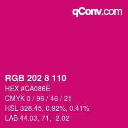 颜色代码: RGB 202 8 110 | qconv.com
