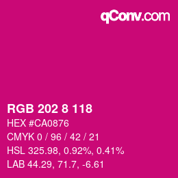 Color code: RGB 202 8 118 | qconv.com
