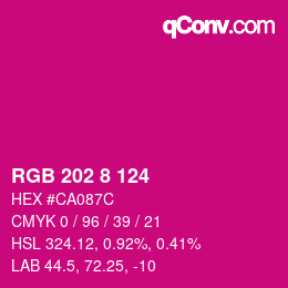 颜色代码: RGB 202 8 124 | qconv.com