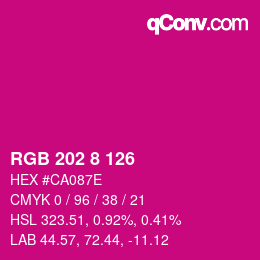 Color code: RGB 202 8 126 | qconv.com