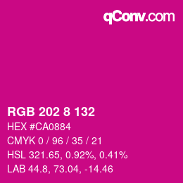 颜色代码: RGB 202 8 132 | qconv.com