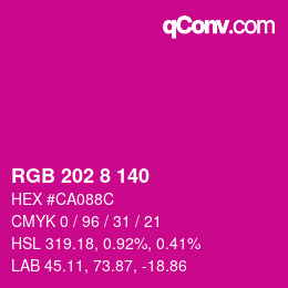 颜色代码: RGB 202 8 140 | qconv.com