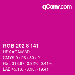 Color code: RGB 202 8 141 | qconv.com