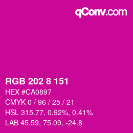 Color code: RGB 202 8 151 | qconv.com