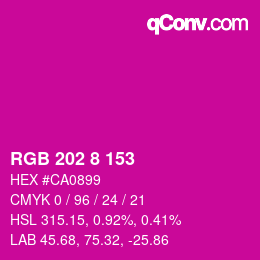 Color code: RGB 202 8 153 | qconv.com