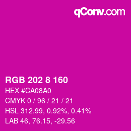 Color code: RGB 202 8 160 | qconv.com