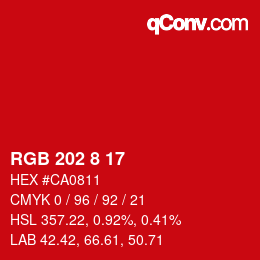 Color code: RGB 202 8 17 | qconv.com