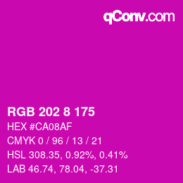 Color code: RGB 202 8 175 | qconv.com