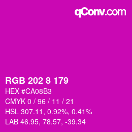 Color code: RGB 202 8 179 | qconv.com